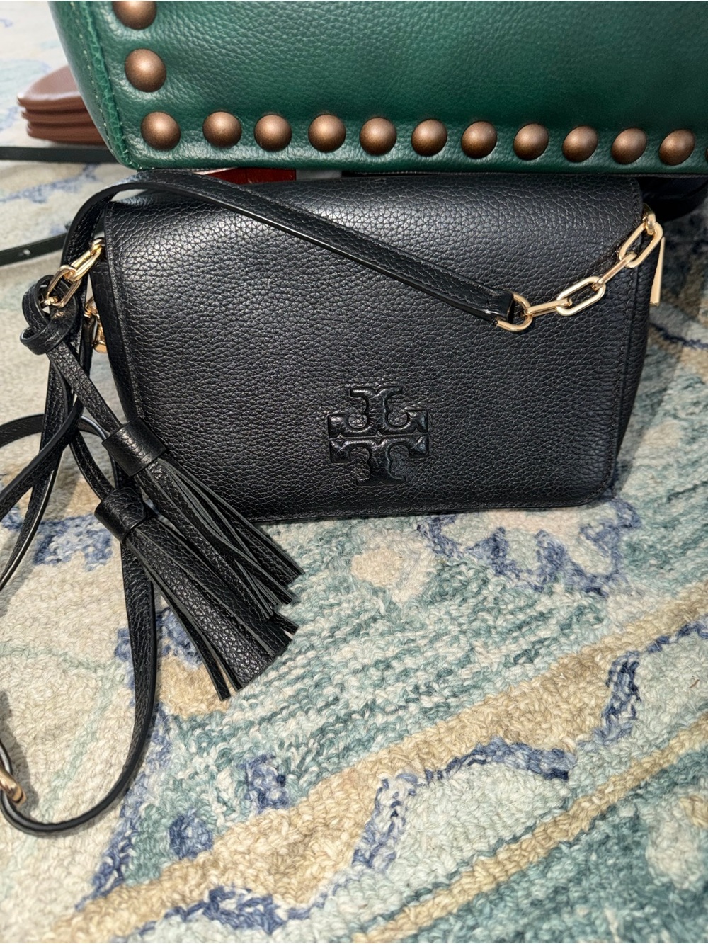 Authentic Leather Tory Burch Thea Flap Crossbody bag w/ double tassels